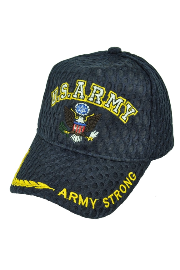 U.S Army Strong Military Breathable Navy Blue Hat Cap Adjustable Defending Troop