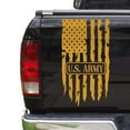 thumbnail image 1 of U.S. Army USAF USMC US Navy Decal Distressed American USA US Flag Truck Tailgate Vinyl Decal Compatible with most Pickup Trucks Military Enlisted Man Sticker (11" x 20", Imitation Gold), 1 of 8