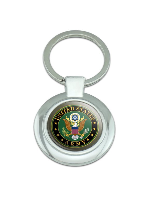 U.S. Army United States Army Eagle Logo Keychain Classy Round Chrome Plated Metal