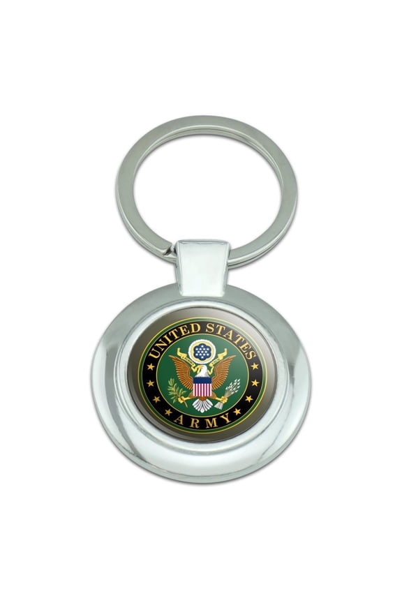 U.S. Army United States Army Eagle Logo Keychain Classy Round Chrome Plated Metal