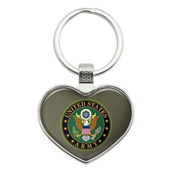 U.S. Army United States Army Eagle Logo Keychain Heart Love Metal Key Chain Ring