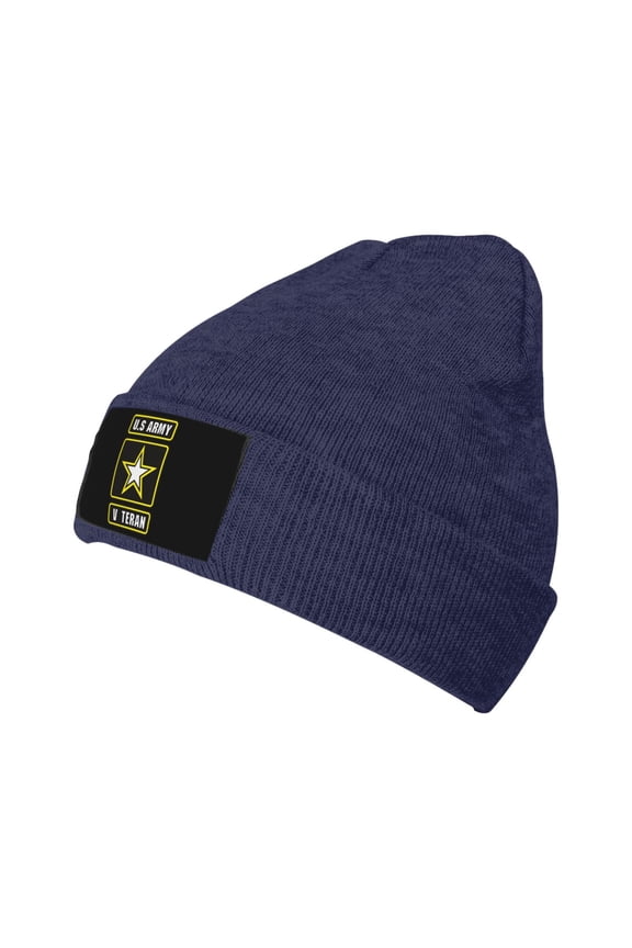 U.S. Army V Teran Knitted Hat Winter Beanie For Men Women, Acrylic Beanie Soft Warm Knit Hat Ski Stocking Cuffed Cap
