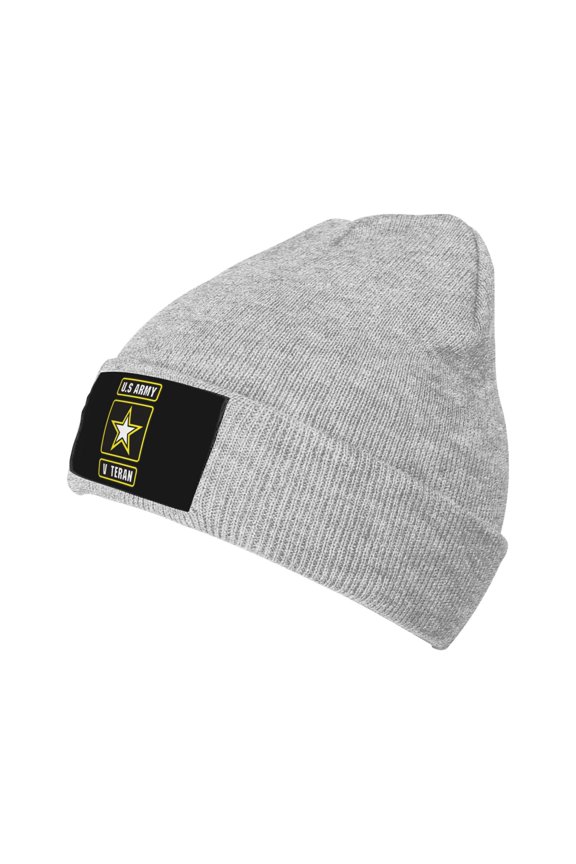 U.S. Army V Teran Knitted Hat Winter Beanie For Men Women, Acrylic Beanie Soft Warm Knit Hat Ski Stocking Cuffed Cap