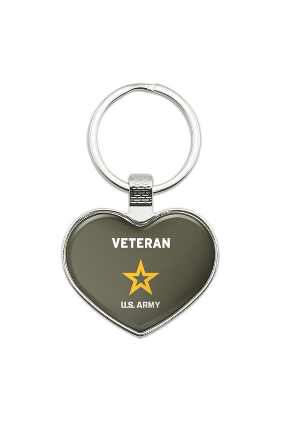 U.S. Army Veteran Logo Keychain Heart Love Metal Key Chain Ring