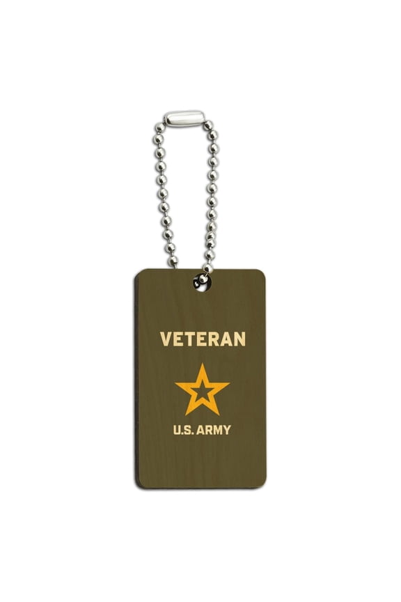 U.S. Army Veteran Logo Wood Wooden Rectangle Keychain Key Ring