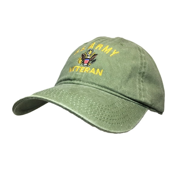 U.S. Army Veteran Low Profile Dad Hat - Washed Pigment Dyed (Faded) Olive Color