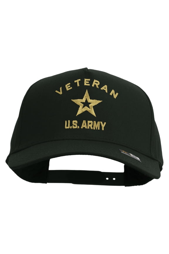 U.S. Army Veteran Military Embroidered Solid Cotton Twill 5 Panel Prostyle Snap Cap - Dk Green OSFM
