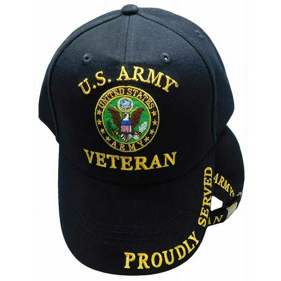 U.S. Army Veteran Proudly Served Black Adjustable Embroidered Cap Hat LICENSED