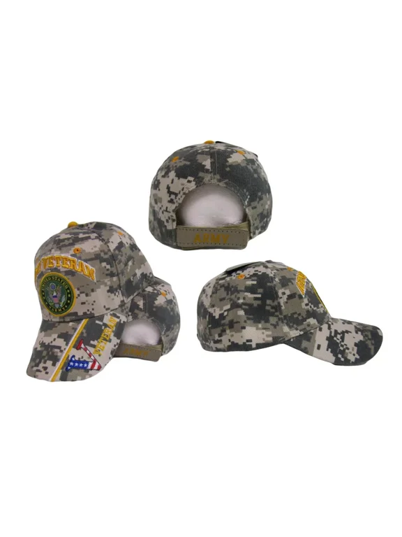 U.S. Army Veteran Vet Emblem USA Flag "V" ACU Digital Camo Cap Hat LICENSED