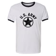 thumbnail image 1 of U.S. Army Vintage Arch Logo with black ink Adult Short Sleeve Ringer T-shirt, 1 of 3