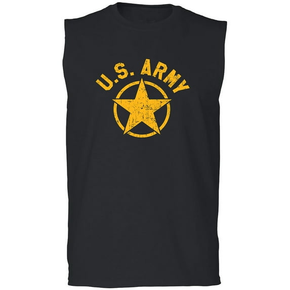 U.S. Army Vintage Arch Logo with gold ink Adult Sleeveless Tee