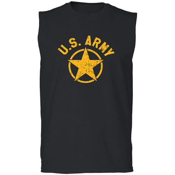 U.S. Army Vintage Arch Logo with gold ink Adult Sleeveless Tee