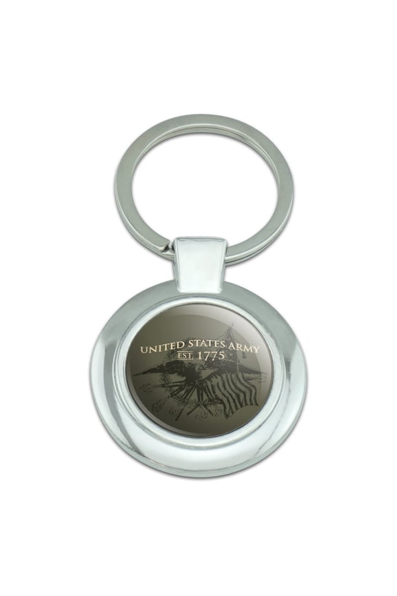 U.S. Army Vintage United States Army Crest Keychain Classy Round Chrome Plated Metal