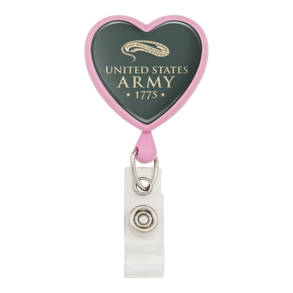 U.S. Army Vintage United States Army Logo 1775 Heart Lanyard Retractable Reel Badge ID Card Holder