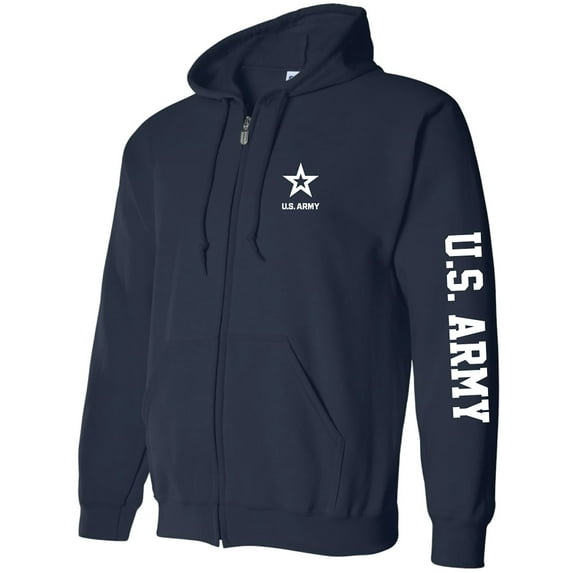 U.S. Army White Sleeve Print Full-Zip Hooded Sweatshirt