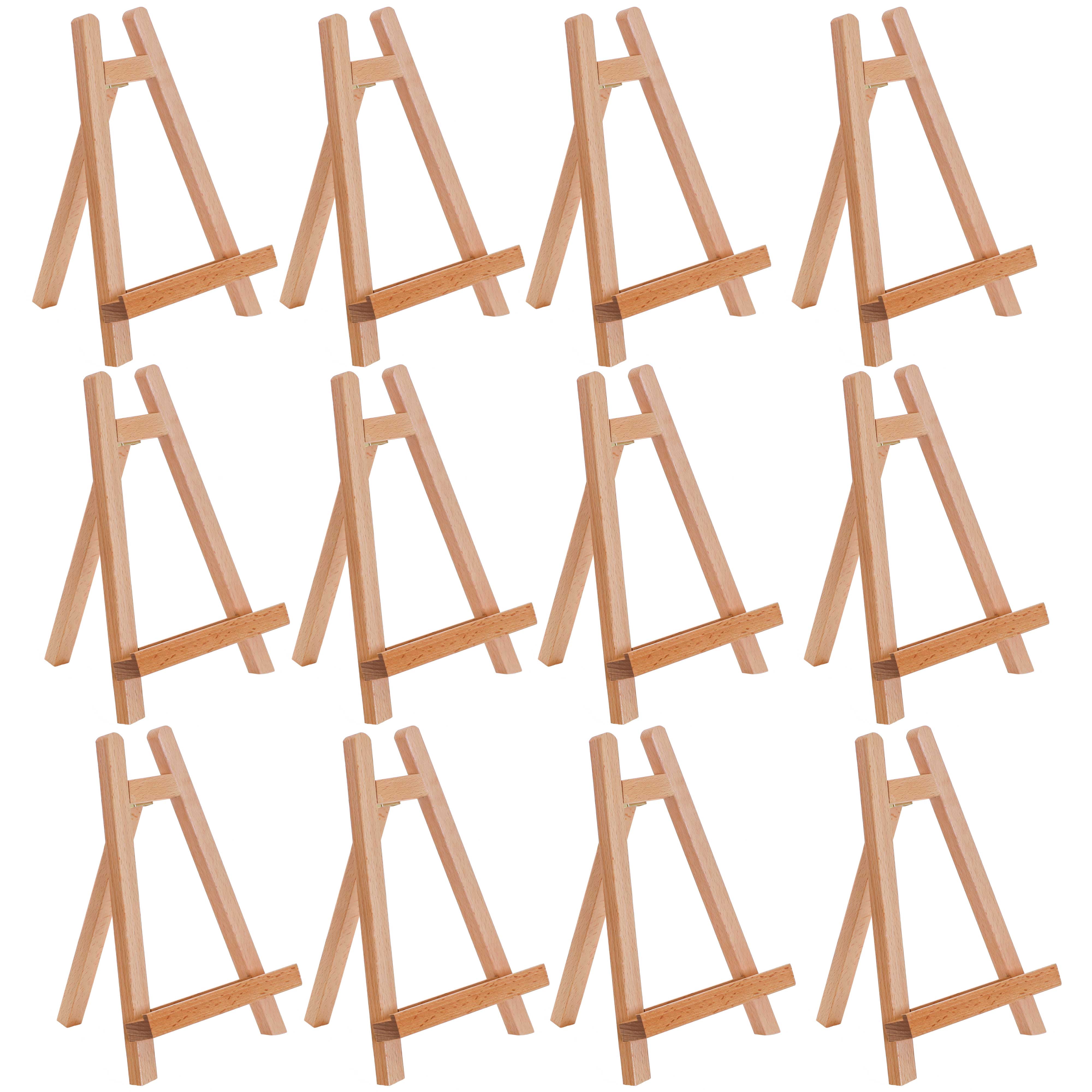 U.S. Art Supply 10.5" Tabletop Display Stand A-Frame Artist Easel (Pack of 12) Beechwood Tripod, Student Painting Holder