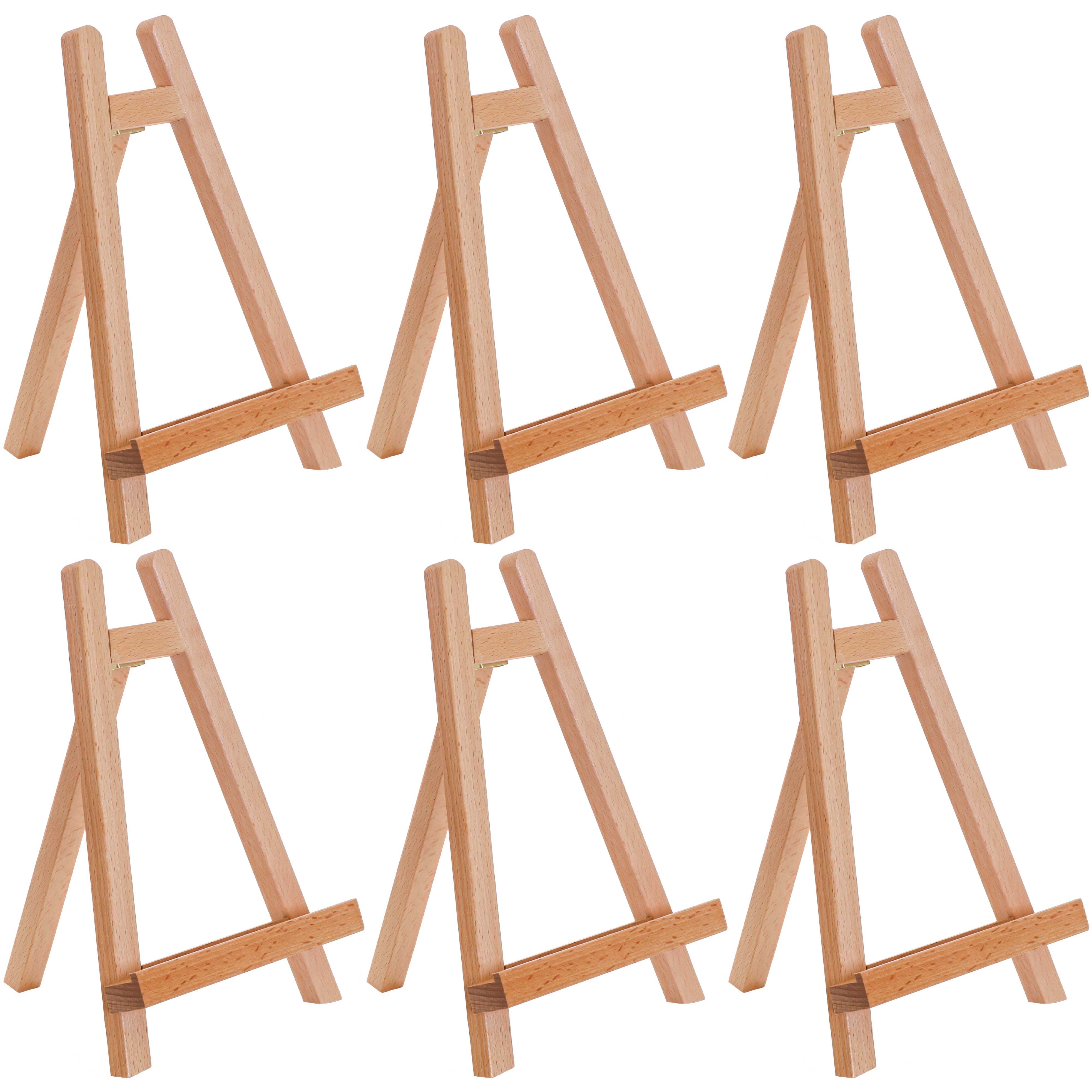 U.S. Art Supply 10.5" Tabletop Display Stand A-Frame Artist Easel (Pack of 6), Beechwood Tripod, Student Painting Holder