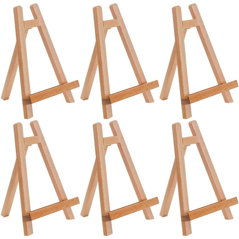 U.S. Art Supply 10.5 Tabletop Display Stand A-Frame Artist Easel (Pack of  6), Beechwood Tripod, Student Painting Holder