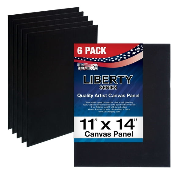 U.S. Art Supply 11 X 14 inch Black Professional Artist Quality Acid Free Canvas Panels 6-Pack