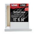 thumbnail image 1 of U.S. Art Supply 11" x 14" Gallery Depth 1-1/2" Profile Stretched Canvas 3-Pack - Acrylic Gesso Triple Primed 12-ounce 100% Cotton Acid-Free Back Stapled, 1 of 8