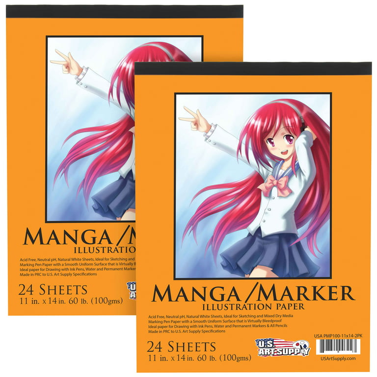 U.S. Art Supply 11 x 14 Premium Manga-Marker Paper Pad, 60 Pound