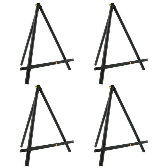 U.S. Art Supply 12" Black Wood Display Stand A-Frame Artist Easel (Pack of 4), Adjustable Tripod Tabletop Canvas Holder