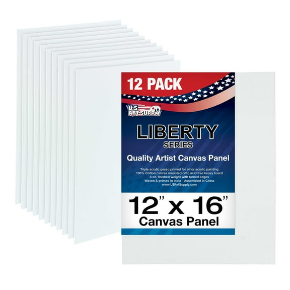 U.S. Art Supply 12 X 16 inch Professional Artist Quality Acid Free Canvas Panel Boards for Painting 12-Pack (1 Full Case of 12 Single Canvas Board Panels)