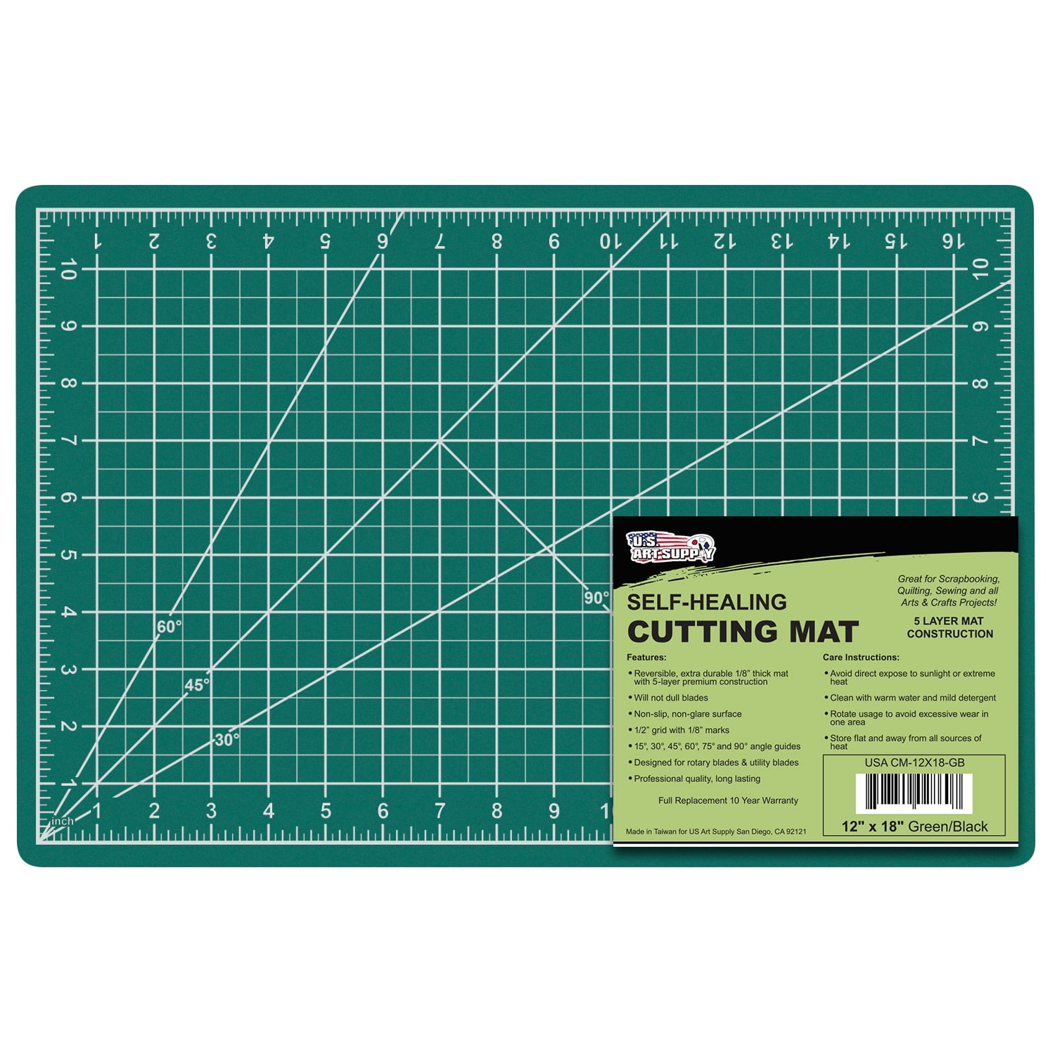 40 x 60 GREEN/BLACK Self Healing 5-Ply Double Sided Durable PVC Cutting  Mat 