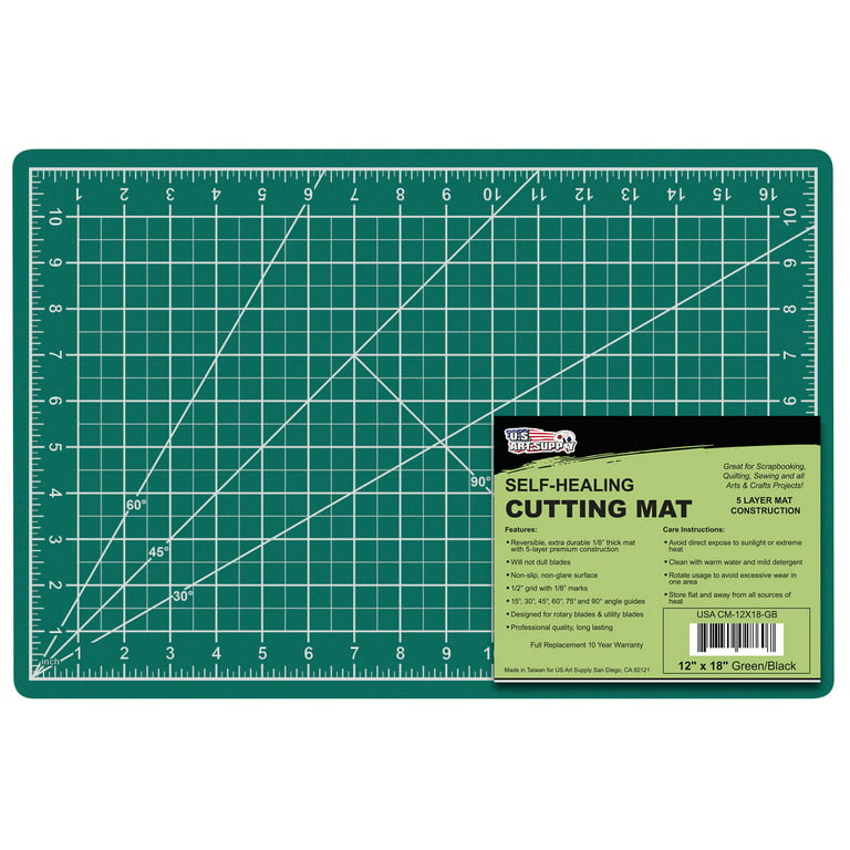 9 x 12 GREEN/BLACK Self Healing 5-Ply Double Sided Durable PVC Cutting Mat