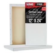 U.S. Art Supply 12" x 24" Gallery Depth 1-1/2" Profile Stretched Canvas 3-Pack - Acrylic Gesso Triple Primed 12-ounce 100% Cotton Acid-Free Back Stapled