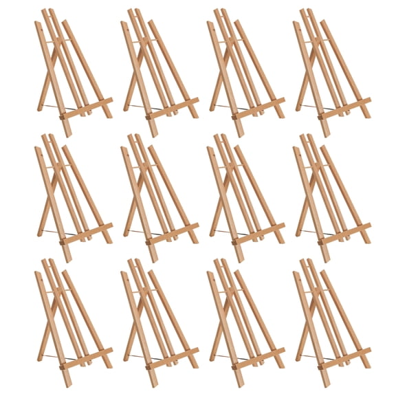 U.S. Art Supply 14" Medium Tabletop Display Stand A-Frame Artist Easel (Pack of 12) Beechwood Tripod Canvas Photo Holder