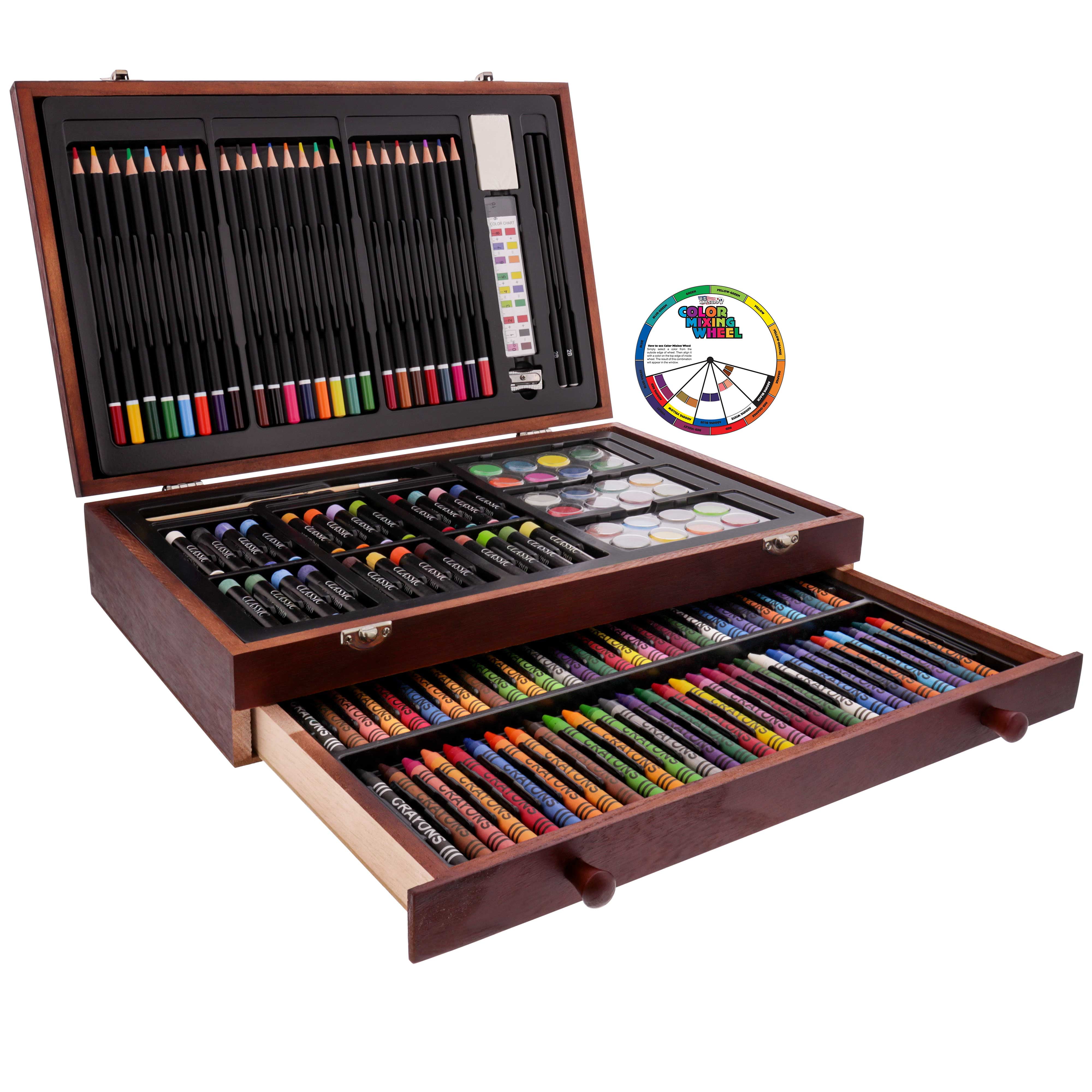 Personalized 80-piece Deluxe Art Set W/wood Carrying Case Colorful Designs  Arts & Crafts for Kids Choose From 5 Colorful Designs 
