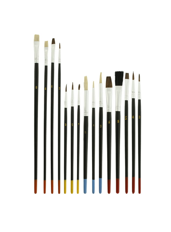 U.S. Art Supply 15 Piece Multi-Purpose Artist Paint Brush Set - Pony Round and Flat Bristles for Painting Portraits, Canvas, Paper, Wood - Watercolor, Acrylic, Oil - Kids, Adults, Students, Beginners
