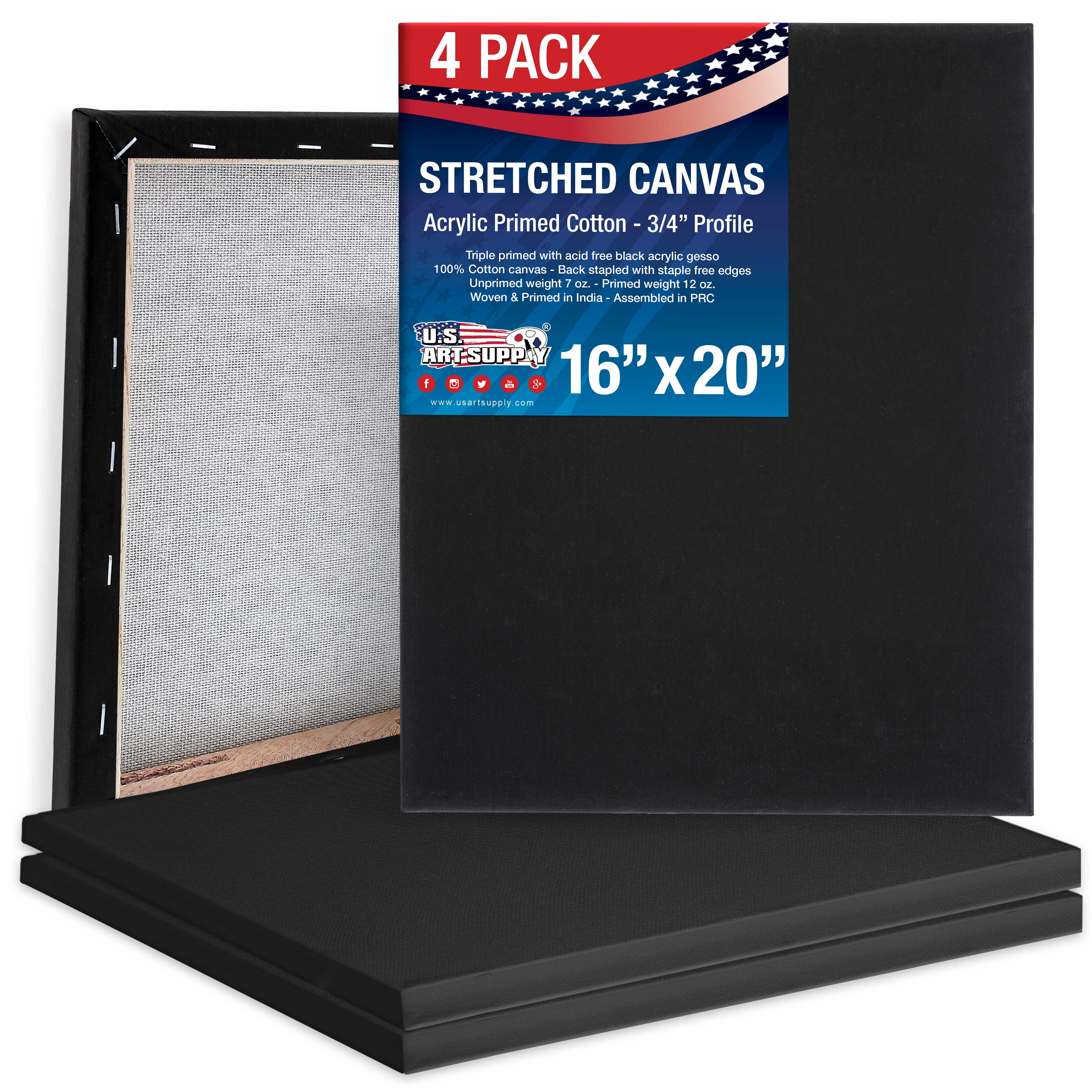 US Art Supply 16 x 20 inch Stretched Canvas Super Value 5-Pack - Triple  Primed Professional Artist Quality White Blank 5/8 Profile, 100% Cotton
