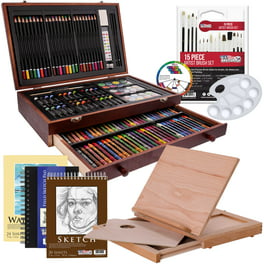 U.S. Art Supply 82-Piece Deluxe Artist Studio Creativity Set Wood Box Case  - Art