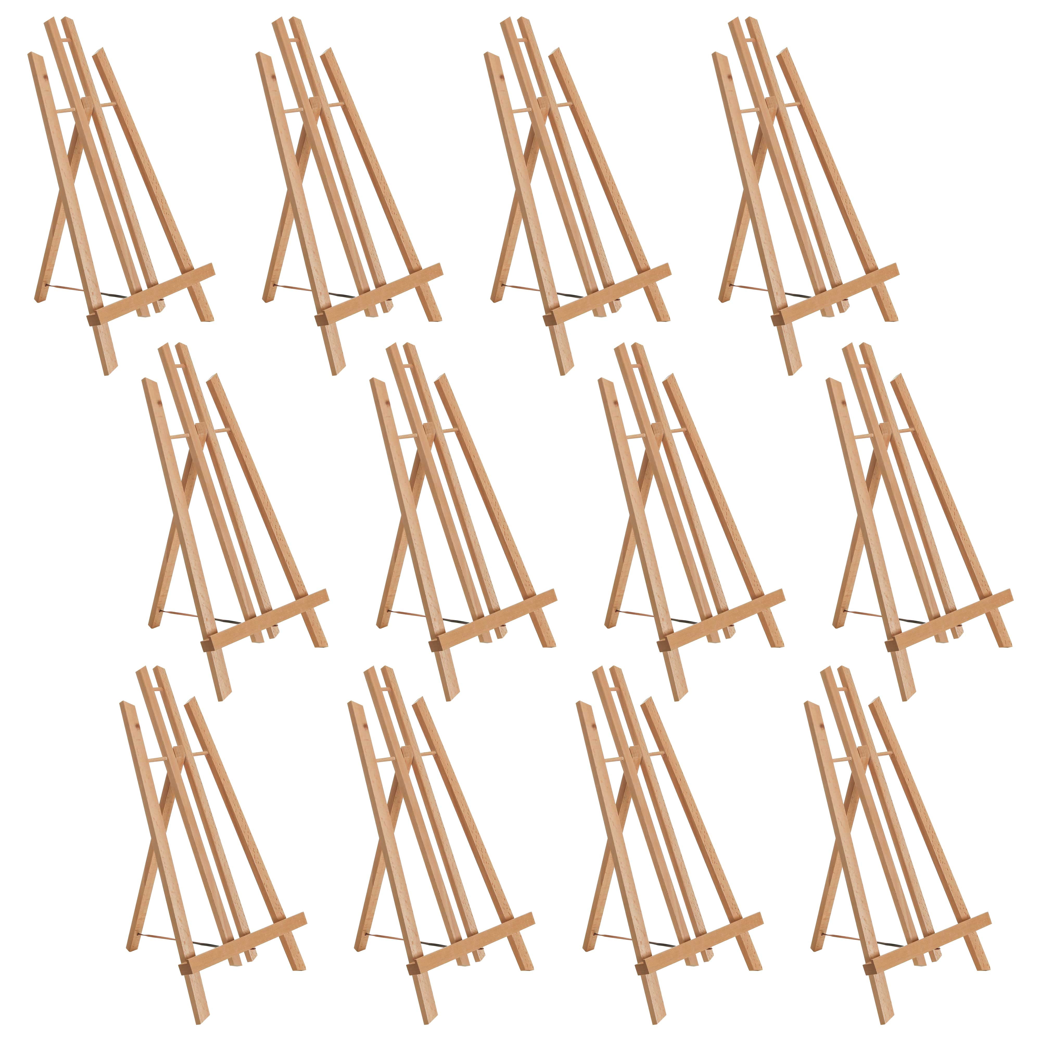 U.S. Art Supply 18" Large Tabletop Display Stand A-Frame Artist Easel (Pack of 12), Beechwood Tripod Canvas Photo Holder