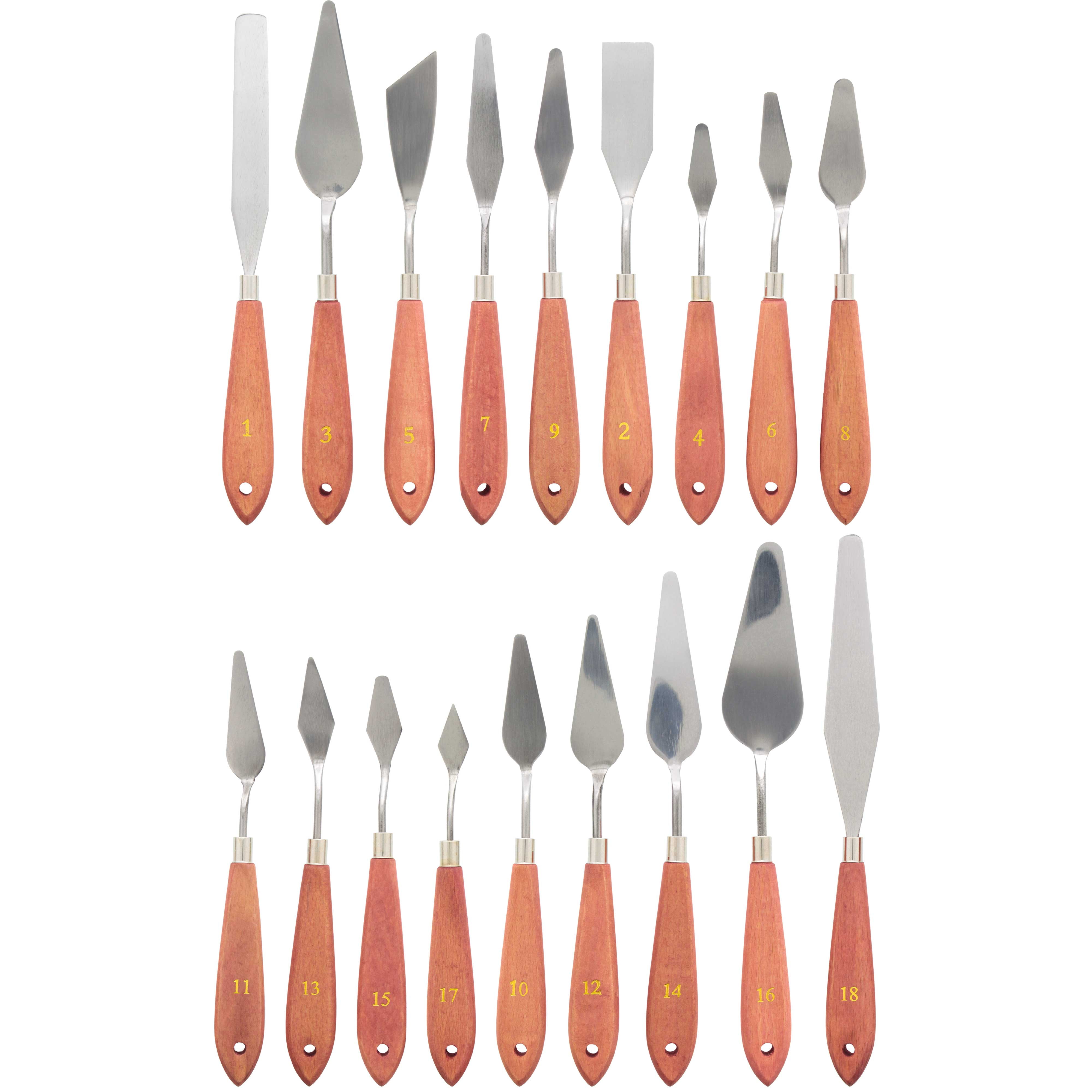 Premium Vector  Metal palette knives of various shapes for oil
