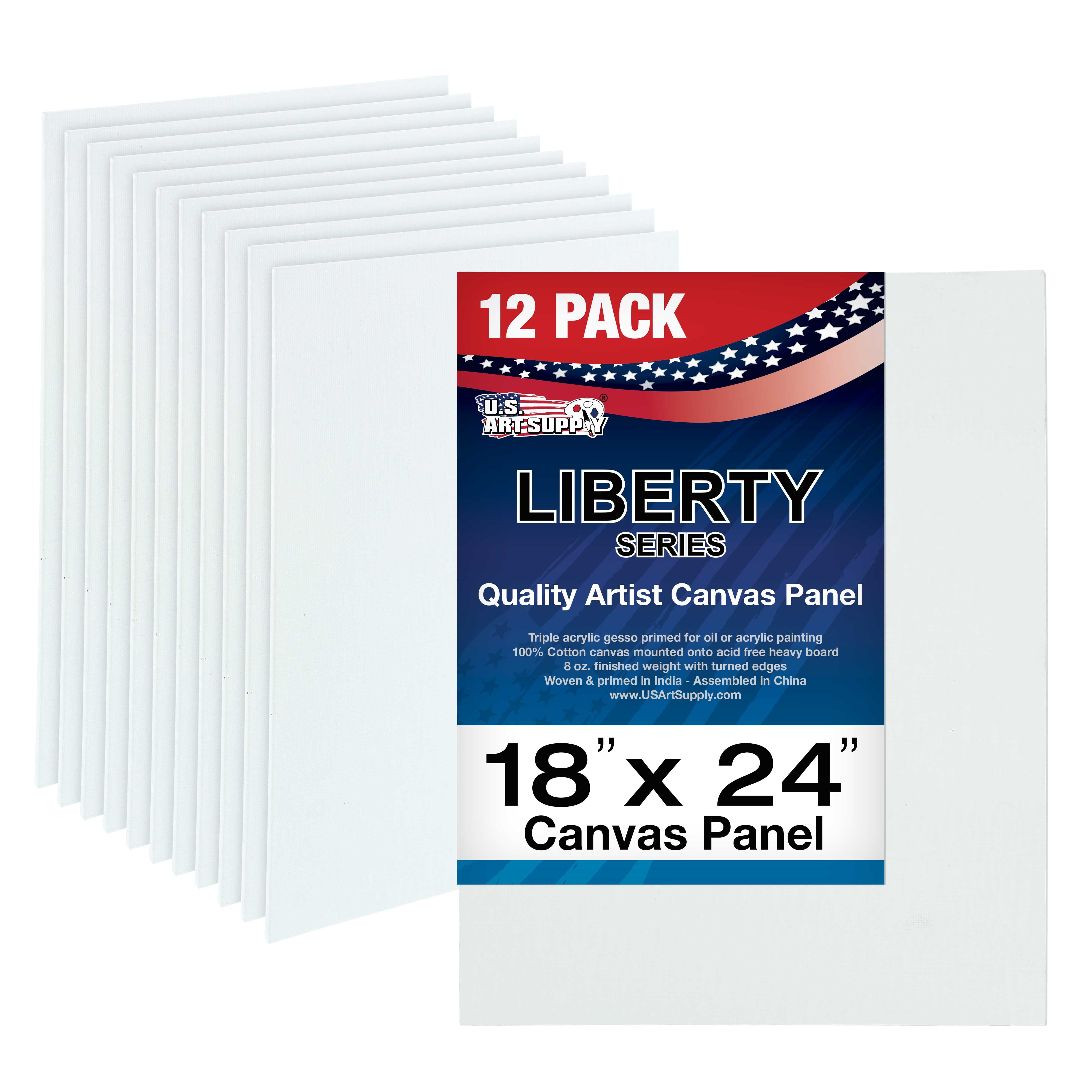 U.S. Art Supply 18 X 24 inch Professional Artist Quality Acid Free Canvas Panel Boards for Painting 12-Pack (1 Full Case of 12 Single Canvas Board Panels)