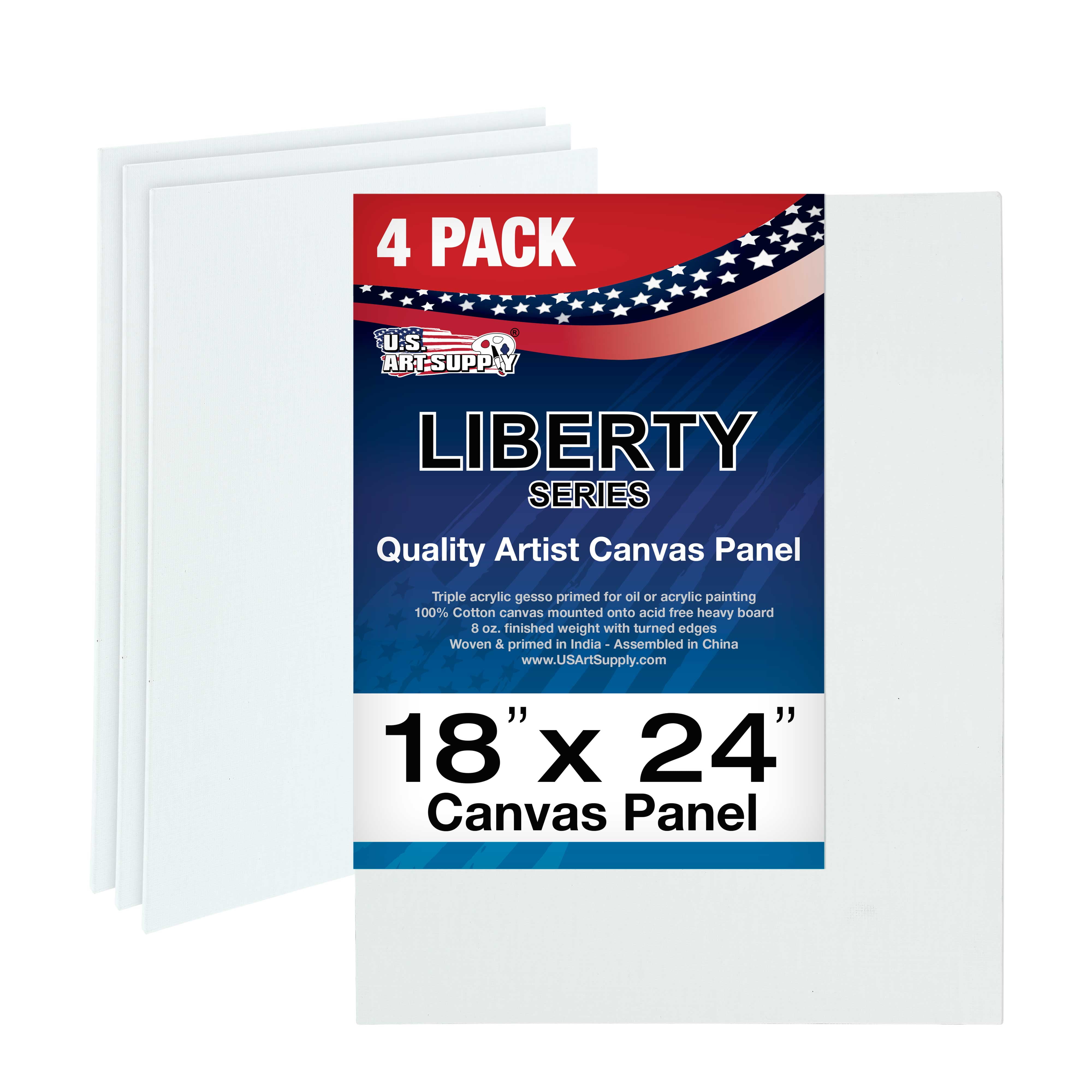 U.S. Art Supply 18 X 24 inch Professional Artist Quality Acid Free Canvas Panel Boards for Painting (Pack of 4)