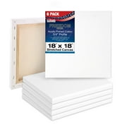 U.S. Art Supply 18 x 18 inch Stretched Canvas 12-Ounce Triple Primed, 6-Pack - Professional Artist Quality White Blank 3/4" Profile, 100% Cotton, Heavy-Weight Gesso - Acrylic Pouring, Oil Painting