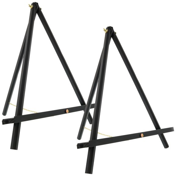 U.S. Art Supply 20" Black Wood Display Stand A-Frame Artist Easel (Pack of 2) - Adjustable Wooden Tripod Tabletop Holder