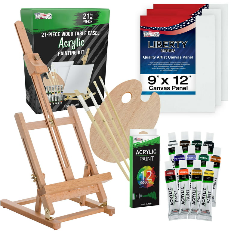 Acrylic Paint Set with Canvas Painting Kit Painting Set with Easel