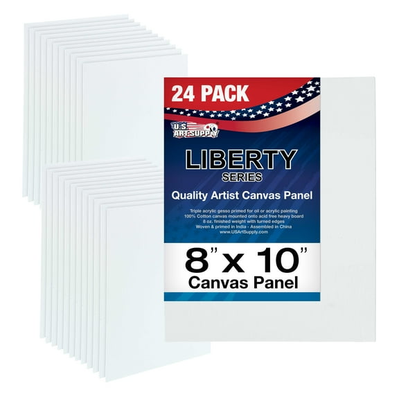 U.S. Art Supply 24-Pack of 8 X 10 inch Professional Artist Quality Acid Free Canvas Panel Boards for Painting Value Pack (1 Full Case of 24 Single Canvas Board Panels)