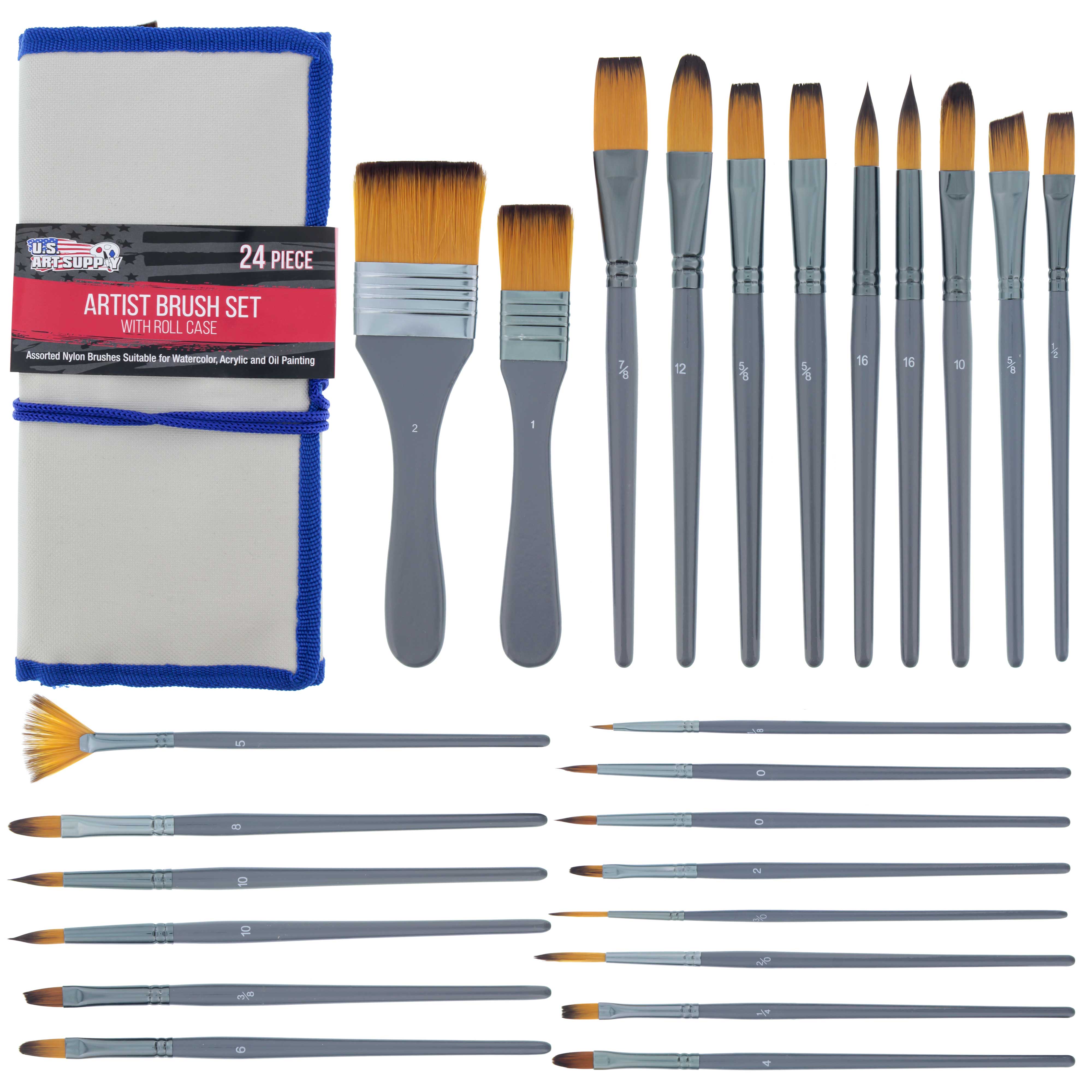 U.S. Art Supply 25Piece Children's All Purpose Paint Brush Set Artist Variety Value Pack, 6
