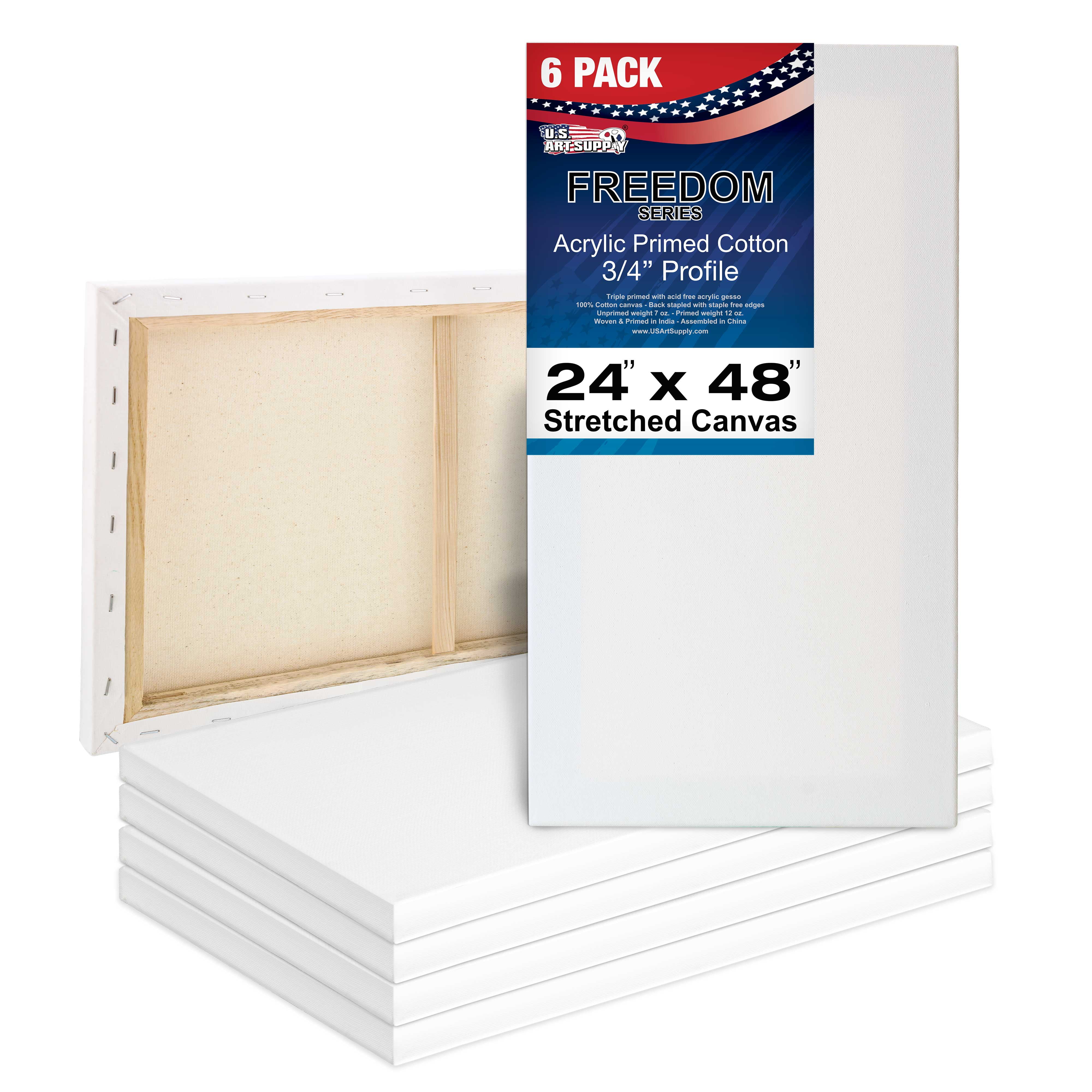 Pre Stretched Cotton Canvas, 12x12 Inch | 7 Pack of Triple Primed Blank  White Artists Canvases | Art Supplies for Painting, Acrylics, and Oil Paint  