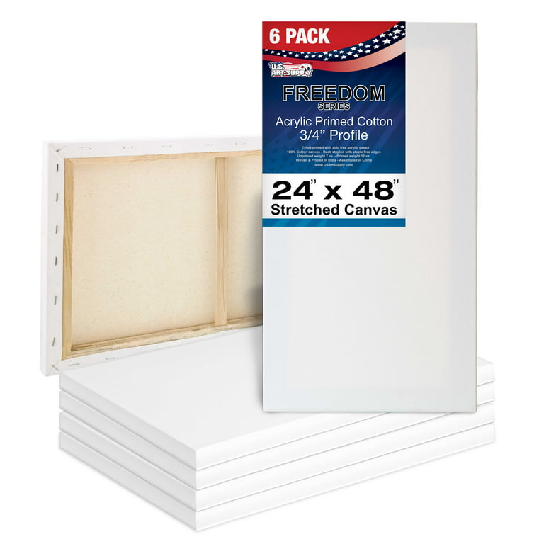  Canvas Panels, 100% Cotton 12.3 oz Triple Primed Canvases for  Painting, Acid-Free Flat Thin Canvas Large Blank Art Canvas Boards for  Acrylic Oil Watercolor Gouache Painting (White, 18x24(6-Pack))
