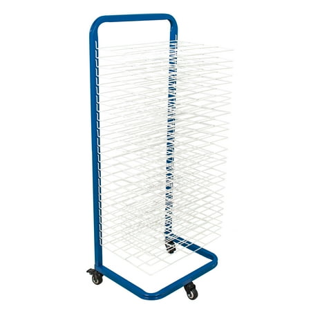 U.S. Art Supply 25 Shelf Art Drying Rack for Classrooms and Studios - Mobile Wheels, Wall Mountable, 25 Removable Shelves - Stack Store Artwork, Canvases Paintings Drawings - 14.5" D x 17.5" W x 38" H
