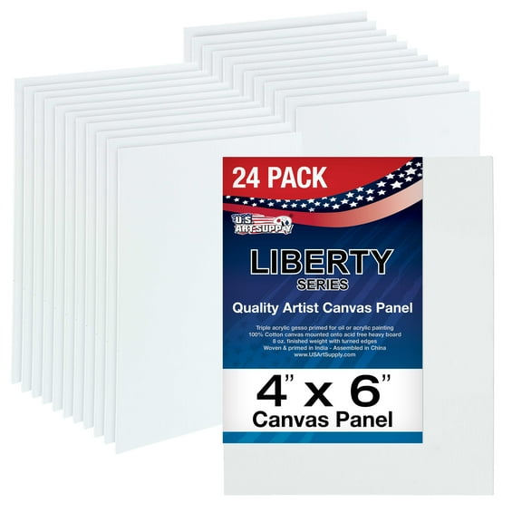 U.S. Art Supply 4 X 6 inch Professional Artist Quality Acid Free Canvas Panel Boards 24-Pack (1 Full Case of 24 Single Canvas Panel Boards)