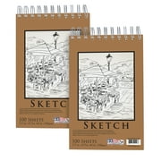 U.S. Art Supply 5.5" x 8.5" Premium Spiral Bound Sketch Pad, Pad of 100-Sheets, 60 Pound (100gsm) (Pack of 2 Pads)