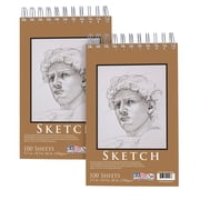 U.S. Art Supply 5.5" x 8.5" Premium Spiral Bound Sketch Pad, Pad of 100-Sheets, 60 Pound (100gsm) (Pack of 2 Pads)